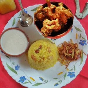 Basanti Pulao+Vaja+Mutton(2 pcs)+Kheeranno {10 Hours Pre-Order}