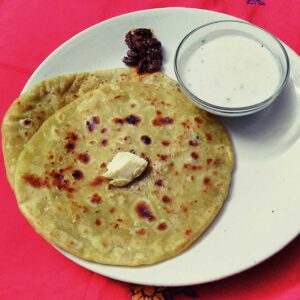 Aloo Paratha(2 Pcs) With Butter and Curd(Raita) (Minimum Order Quantity=2) (8Hours Pre-order )